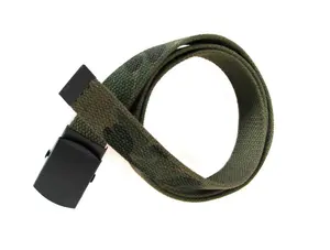 Olive Green Custom Printed Uniform Training Fighting Durable Cotton Canvas Fabric Web Belt With Roll Black Buckle