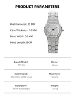 Montre de luxe RICECGO style Hip Hop, entièrement sertie de moissanite, montres en moissanite en gros, montres pour femmes avec strass
