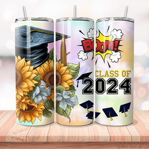 Clase de 2024 graduación deportes sublimación vaso sublimación 20 oz flaco vaso Senior 2024 personalizar tapa vaso - Product Image 4
