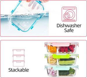 Eco Friendly Microwavable Women Lunch Box Bag Glass Rectangular Silicone Food Packaging Meal Prep Bento Lunch Box Food <b>Container</b> - Product Image 4
