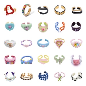 Venta al por mayor a granel personalizado de moda Nueva joyería de moda coreana Y2K lindo colorido esmalte anillos de dedo para mujeres niñas mejores amigos regalos - Product Image 5