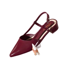 Sandales à talons épais pointus et dos nu pour femmes, style extrêmement simple