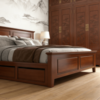 Cadre de lit king queen avec rangement, tiroirs doubles, ensemble lit simple 140x200, style chinois, luxe moderne, lit en bois