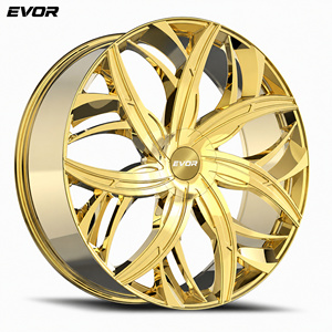 ล้อแม็กซ์อัลลอยด์โครเมียมสีทอง EVOR ขนาด 22 24 26 28 นิ้ว 5x114.3 6x139.7 35 มม. สำหรับรถ SUV ซีดาน กระบะ เชฟโรเลต - Product Image 3