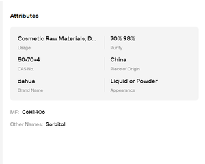 D-Sorbitol CAS 50-70-4 <b>Powder</b> Liquid 70% 98% Humectant Sweetener <b>Texture</b> Modifier - Product Image 6