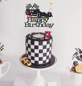 ที่ประดับเค้กรถแข่งสีดำวิบวับ สุขสันต์วันเกิด ธีมรถแข่ง ของตกแต่งเค้ก อุปกรณ์จัดงานปาร์ตี้รถแข่ง - Product Image 3
