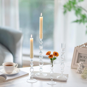 Ensemble de supports: 4 pièces chandeliers en verre transparent supports coniques vintage pour chandeliers, bougie unique stic - Product Image 2