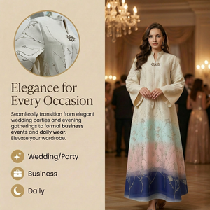 ชุดอาบายะห์ผู้หญิงแบบหรูหรา ปักลายไล่เฉดสี ทรงหลวมยาว สไตล์เรียบร้อย รับผลิตแบบ OEM - Product Image 2