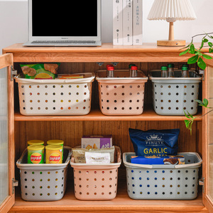 Plastic Storage Basket Rectangle With Handles For Bathroom Clothes Neatening - Product Image 2