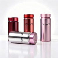 Pot cylindrique en aluminium à épaules rondes avec bouchon à vis et anneau de traction pour le stockage de capsules d'huile de poisson et de médicaments