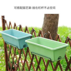 Jardinière rectangulaire avec trou de drainage, à suspendre au mur, pour balcon, jardinage, pot de fleurs ou de légumes, utilisation extérieure - Product Image 5