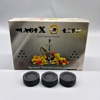 Charbon de bois rond noir pour chicha, fabriqué à la machine, allumage instantané, sans fumée, haute teneur en carbone, faible teneur en cendres, sans étincelles, pour encens et chicha