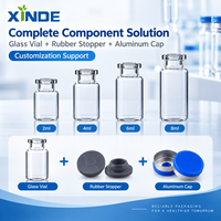 Botol Kaca Obat XINDE 2ml 4ml 6ml 8ml, Botol Vial Kaca Kecil dengan Tutup, Kuas, dan Sablon
