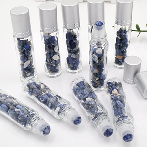 Envase Cosmético de 10 ml, Botella Redonda Transparente para Suero para Ojos, Aceite Esencial, Perfume, Botella de Vidrio con Rodillo de Piedras Preciosas - Product Image 4