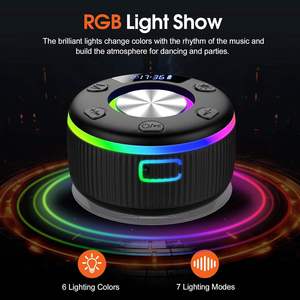 IP67 Waterproof Suction Cup Shower Wireless <b>Speaker</b> Digital Time & Battery Display Surround RGB Ring Light BT5.5 <b>Mini</b> Subwoofer - Product Image 3