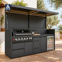 Barbecue portable en acier inoxydable 304 pour extérieur, station de cuisson mobile pliable avec rangement pour patio, jardin, camping