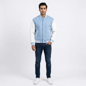 Custom High Quality Embroidered Leather Sleeves <b>Men's</b> Winter Varsity <b>Jackets</b> with Front Logo - Product Image 1