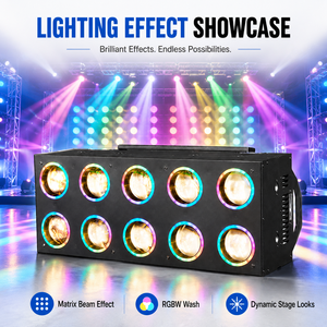 Projecteur LED 10x80W 1000W RGBW à matrice 2x5, double anneau, DMX512, automatique, vocal, Ra80, 50000h pour club, concert, DJ, scène, fond mural - Product Image 4