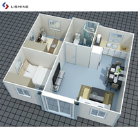 Maison conteneur extensible de 20 40 pieds à grain de bois de haute qualité avec 2 chambres à coucher et cuisine et salle de bain