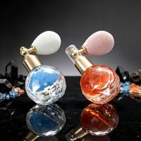 Flacon pulvérisateur en verre de 50 ml avec atomiseur à bulbe et bouchon à vis pour crème de soin, applications de marquage à chaud et sérigraphie