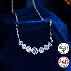 <span class=keywords><strong>Collana</strong></span> <span class=keywords><strong>con</strong></span> Pendente Rotondo in Moissanite Colore D VVS1, Argento Sterling 925 Autentico, Taglio Brillante, Supera il Test del <span class=keywords><strong>Diamante</strong></span>, per Donne - Product Image 1