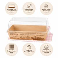 Boîte d'emballage jetable et recyclable en carton ivoire pour sushi, sandwichs, gâteaux, avec couvercle télescopique, impression personnalisée pour boulangerie et charcuterie