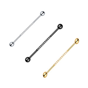 Stainless Steel Zircon Ear Barbell <b>Studs</b> 1.6x38x55mm Channel Setting Fashion Piercing Jewelry For <b>Cartilage</b> Party - Product Image 1