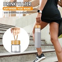 550ml 붕규산 유리 물병 실리콘 슬리브 대나무 뚜껑 포함