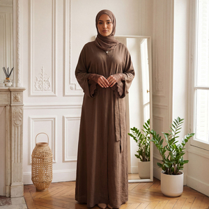 Abaya Islámica de Encaje para Mujer, Talla Grande, Color Sólido, Inspirada en Dubái y Turquía, para Oraciones del Eid, Inspirada en el Medio Oriente - Product Image 4