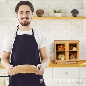 Bamboo Bread Storage Box <b>Double</b> Layer With Glass Door Kitchen Food Keeper Wooden Bread <b>Bin</b> For Fresh Bread Storage - Product Image 4