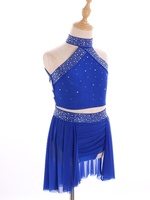 6-16 enfants filles robe de danse hauts sans manches et ensembles de jupe pour la danse moderne lyrique compétition de patinage artistique cours de danse