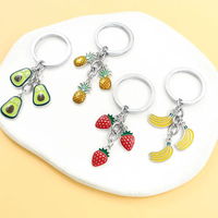 Avocat banane ananas fraise breloques colorées porte-clés sac clés joli pendentif été Ins Style Fruits émail porte-clés