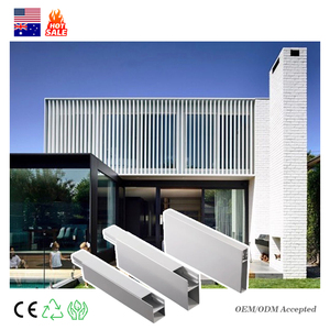 Panneau de façade horizontal extérieur personnalisé en aluminium à grain de <span class=keywords><strong>bois</strong></span> avec moustiquaire Système de revêtement mural extérieur étanche - Product Image 5