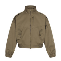 Veste bomber courte et large de style rétro américain 11KN, unisexe, streetwear, kaki, haut de gamme, col montant ample, vêtement de travail