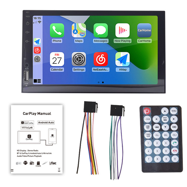 DeYongwang 7-Inch Portable Car for MP5 Player CarPlay Stereo Universal Fit LCD Display SD/Aux Connection 1-Year Warranty