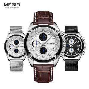 <span class=keywords><strong>MEGIR</strong></span> 2015 Relojes Para Hombre Original Marque De Luxe Chronographe Hommes Montres-Bracelets En Cuir <span class=keywords><strong>Montre</strong></span> À Quartz - Product Image 4