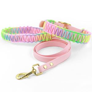 Conjunto de <span class=keywords><strong>Collar</strong></span> y Correa para Perro Impermeable, <span class=keywords><strong>Collar</strong></span> y Correa de Silicona Rosa para Perro, <span class=keywords><strong>Collar</strong></span> de PVC Rosa de Alta Calidad para Cachorros - Product Image 1