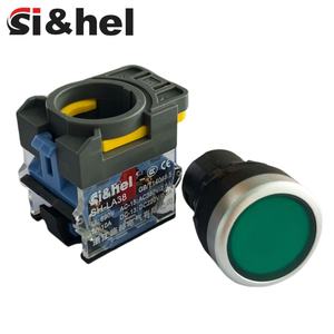 Interrupteur à bouton-poussoir plat momentané autobloquant vert Si&<span class=keywords><strong>hel</strong></span> 22 mm 1NO 440V 10A LED IP41 en plastique pour appareils électroménagers - Product Image 2