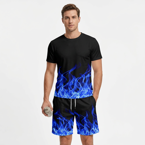 Ensemble 2 pièces homme 2024 personnalisé unisexe automne uni tricoté polyester/coton : short de sport et t-shirt de sprint rapide à manches courtes - Product Image 5