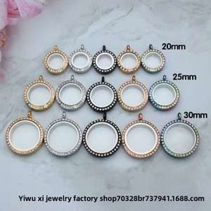 Scatola Portafoto in Acciaio Inossidabile e Vetro, Scatola per Cinnabro, Contenitore per Ricordi di Capelli di Bambino, Ciondolo Collana con Diamanti e Catena in Bambù - Product Image 1