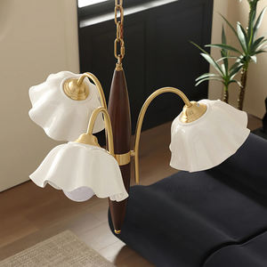 Lustre Nordique Rétro Français pour Salle à Manger et Cuisine, Métal, Bois, Céramique, Haute Qualité, Nouveau Design, Lustre en Céramique Fleur <span class=keywords><strong>Olina</strong></span> - Product Image 2