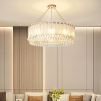 Lustre de chambre à coucher de décoration moderne Plafond design Lustre doré fantaisie de luxe en cristal LED Suspension pour meubles de maison
