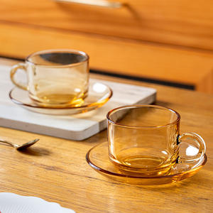 Juego de tazas de café Amber de 185 ml, diseño simple, tazas de vidrio artístico para máquinas de espresso - Product Image 2