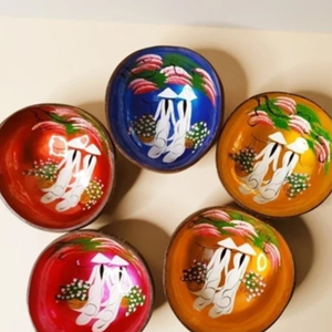 Juego de cucharas de madera de coco lacadas ecológicas más vendidas, logotipo personalizado, para servir ensaladas, fruta, PC, caja de Material, artesanías de mimbre - Product Image 1