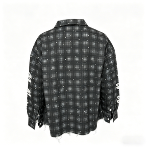 เสื้อเชิ้ตแขนยาวลายสก็อตผู้ชายแบบกำหนดเอง เสื้อสเวตเชิ้ตผ้าฝ้ายปักลาย เสื้อโปโลผู้ชายสไตล์เรโทร - Product Image 2