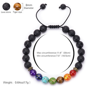 Pierre naturelle <span class=keywords><strong>7</strong></span> Chakra <span class=keywords><strong>Bracelet</strong></span> de pierres précieuses Soulagement de l'anxiété Énergie de guérison Bonne chance Santé <span class=keywords><strong>Oeil</strong></span> de <span class=keywords><strong>tigre</strong></span> Pierre de lave <span class=keywords><strong>Bracelet</strong></span> perlé - Product Image 6