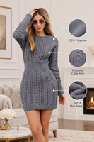 Robe pull élégante et sexy pour femme, avec torsion à la taille et détails aux hanches, pour l'automne et l'hiver, couleur unie, décontractée, tricotée, lavable, tendance