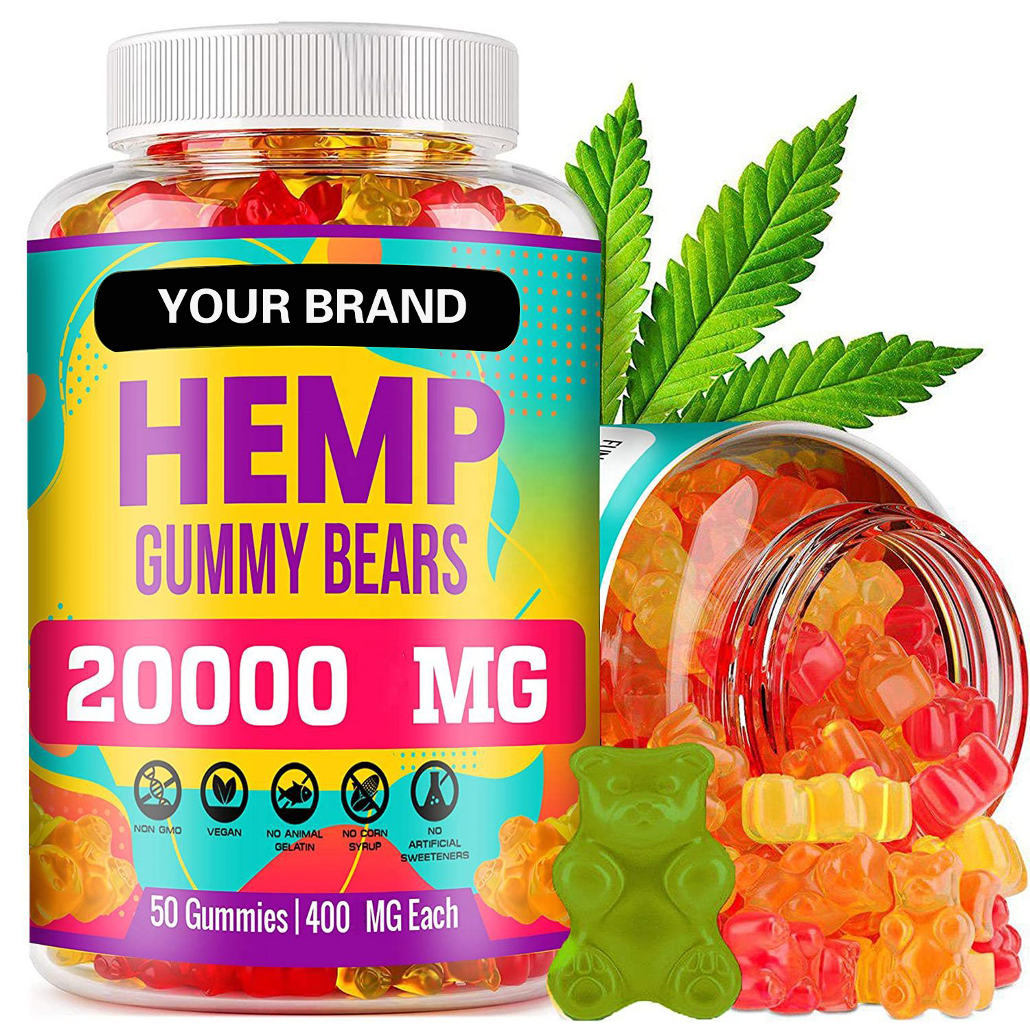 Private label healthcare supplements organic vegan bear hemp gummies for Sleep Pain Anxietyn