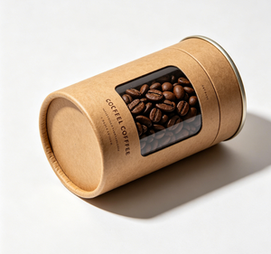 Custom Kraft Paper Tube With Clear Lid For Coffee Beans Recyclable Packaging Gold Foil Printing - Product Image 5