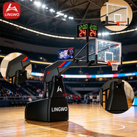 Buts de basket mobiles robustes, cadre de panier de basket personnalisé de 3 m avec chronomètre de 24 secondes pour les lieux intérieurs